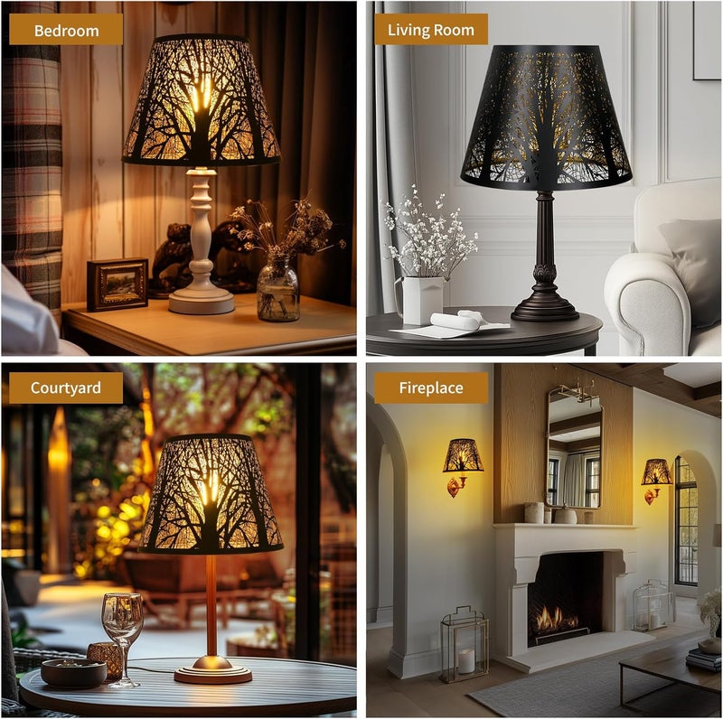 ALUCSET Small Lamp Shade, Barrel Metal Lampshade with Pattern of Trees for Table Lamp and Floor Light, Top Diameter 6 X Bottom Diameter 10 X Height 7.5 Spider - Image 5